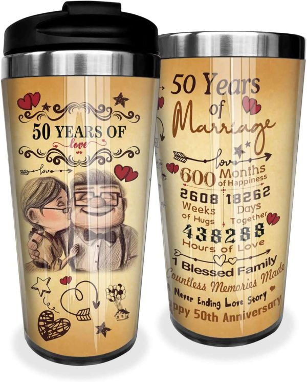 50th Anniversary Wedding Gifts For Couples Carl And Elly Tumbler
