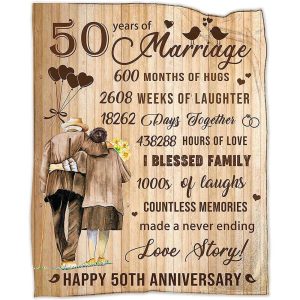 50th Wedding Anniversary Blanket Gift 50th Marriage Anniversary Blanket Gift Flannel 50x60 Throw Blanket 1