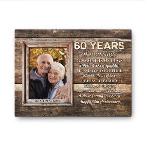 60 Years Of Marriage Together Forever Custom Image Anniversary Canvas