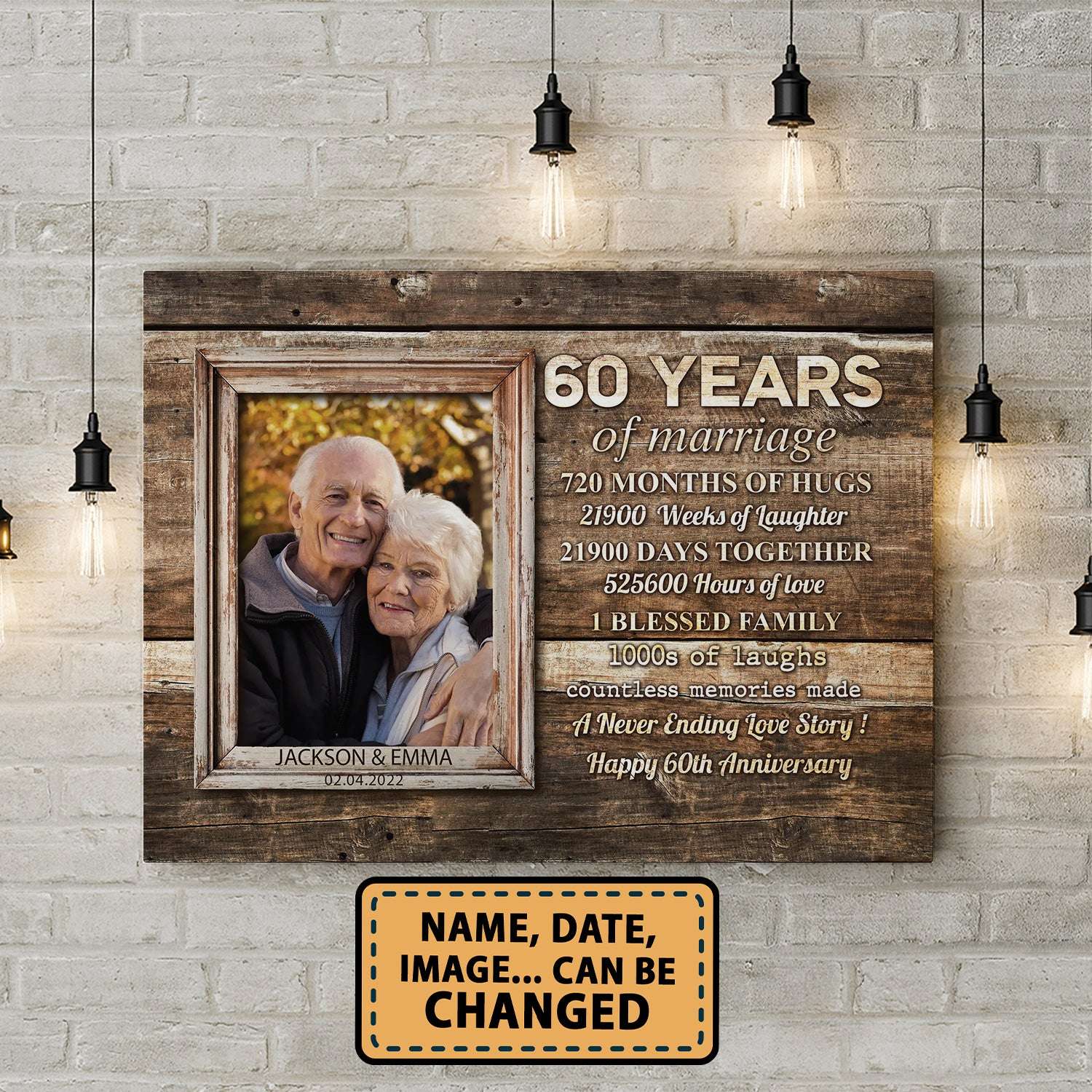60th Wedding Anniversary Milestones Custom Canvas Print