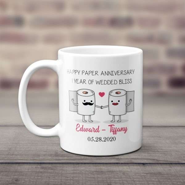 Happy Paper Anniversary 1 Year Of Wedded Bliss 1 Year Mug
