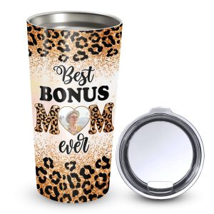Best Bonus Mom Ever Leopard Pattern Custom Image Tumbler