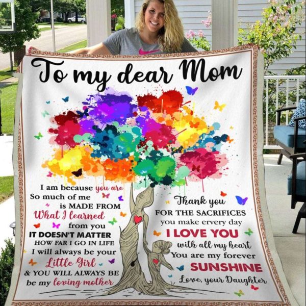 Blanket For Mom From Daughter Colorful Tree I Am Because You Are So Much