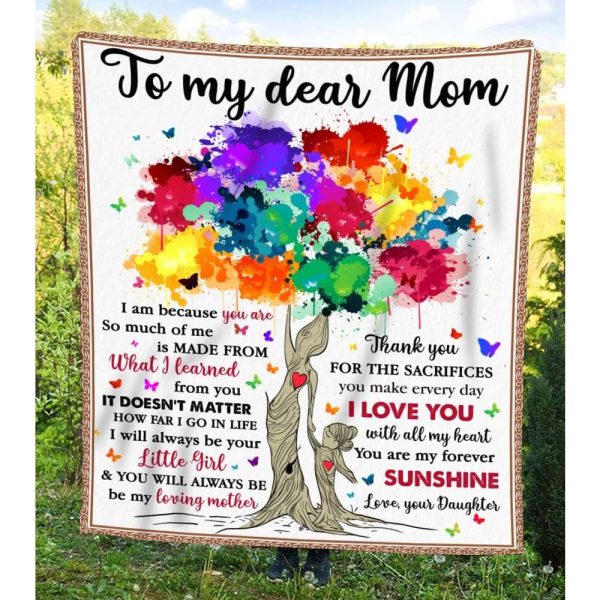 Blanket For Mom From Daughter Colorful Tree I Am Because You Are So Much
