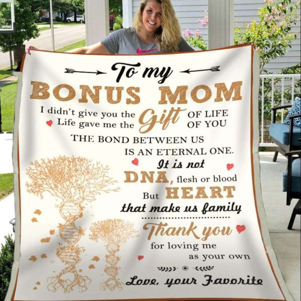 Blanket Gift For Bonus Mom DNA Tree Thanks For Loving Me As Your Own