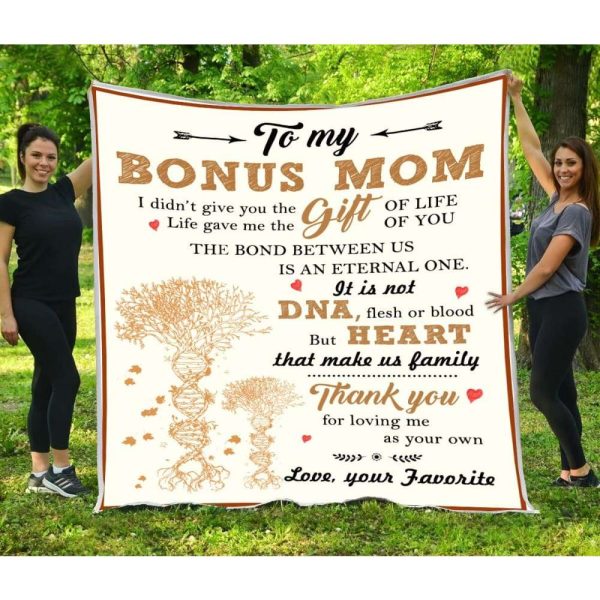 Blanket Gift For Bonus Mom DNA Tree Thanks For Loving Me As Your Own