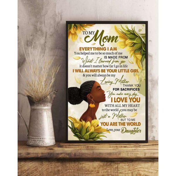 Canvas Sunflower To African American Mom, Love You With All My Heart Canvas