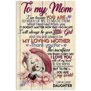 Canvas To Mom From Daughter Daughter And Mom You Are My World Lovely Unicorns Canvas 3