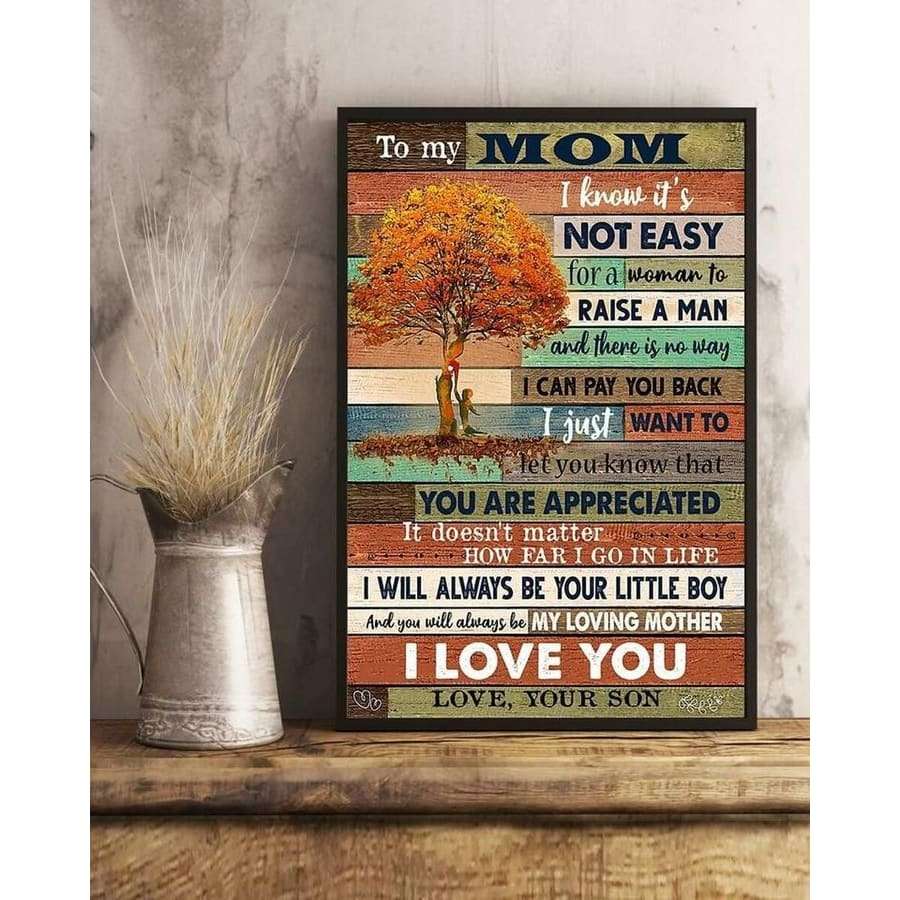 Canvas To Mom From Son Tree Pattern, Son And Mom Canvas I Can Pay You Back Orange