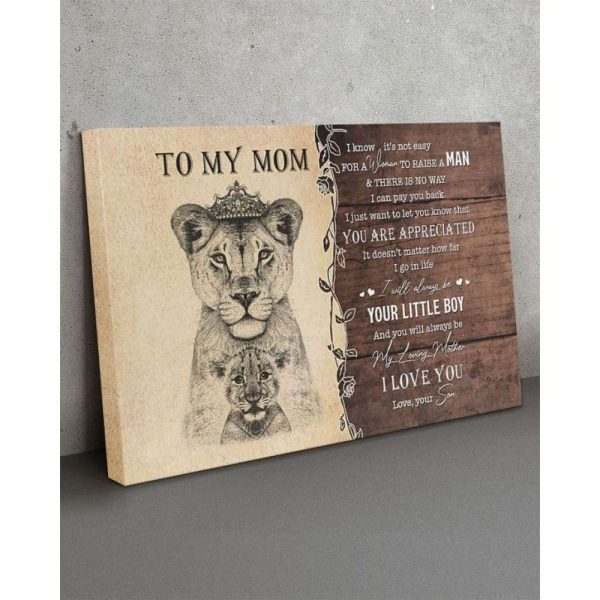 Canvas To My Lion Mom From Son, Lion Mom And Son Canvas