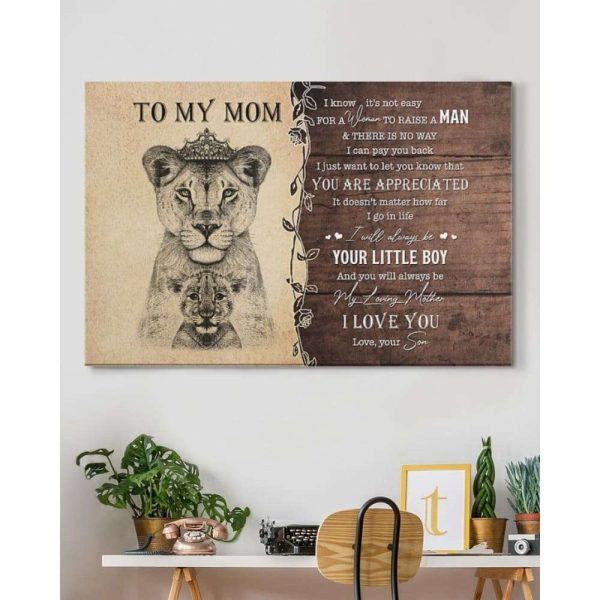 Canvas To My Lion Mom From Son, Lion Mom And Son Canvas