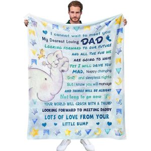 Elephant Baby Announcement Ideas for New Daddy First Time Father New Parents Blankets 1