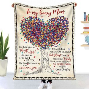 Gift For Bonus Mom Heart Tree Art You Didn’t Give Me The Gift Of Life Blanket