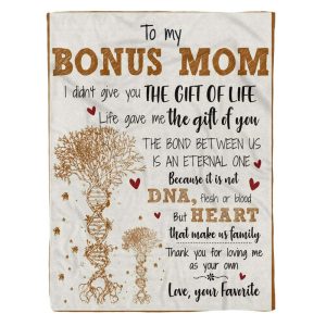 Gift For Bonus Mom Thank You For Loving Me Blanket 1