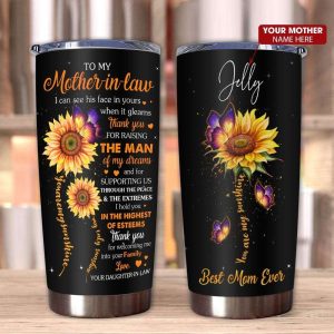 Gift For Mom Mother In Law Sunflower Art Thanks For Raising The Man Of My Dreams Tumbler 1