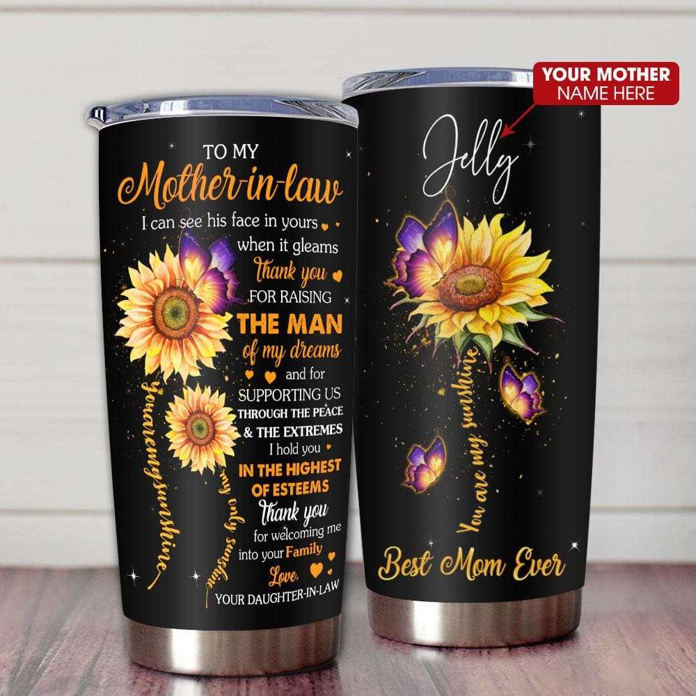 Gift For Mom Mother-In-Law Sunflower Art Thanks For Raising The Man Tumbler