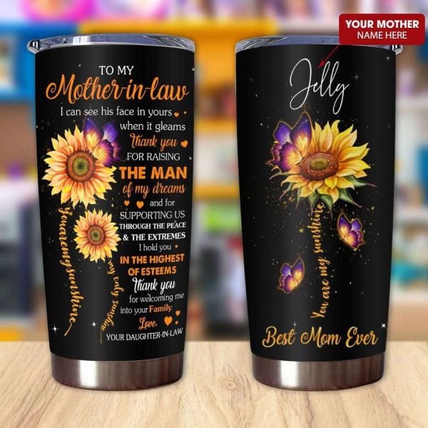 Gift For Mom Mother-In-Law Sunflower Art Thanks For Raising The Man Tumbler