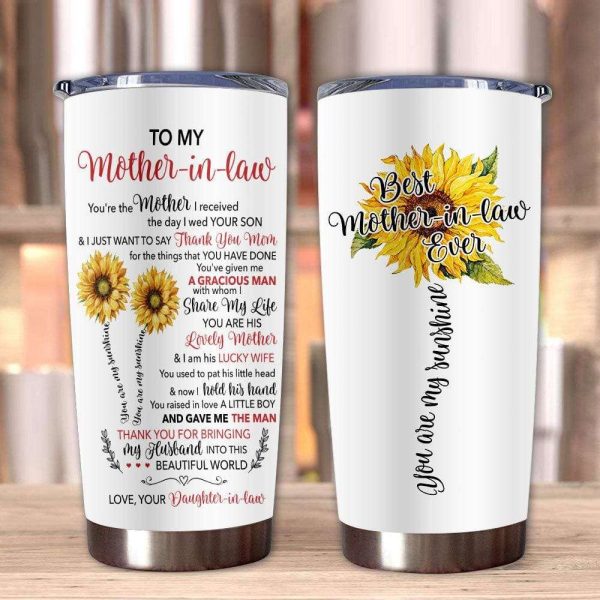 Gift For Mom Mother-In-Law Into This Beautiful World Sunflower Art Tumbler