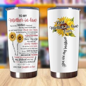 Gift For Mom Mother In Law Thanks For Bringing My Husband Into This Beautiful World Tumbler 2