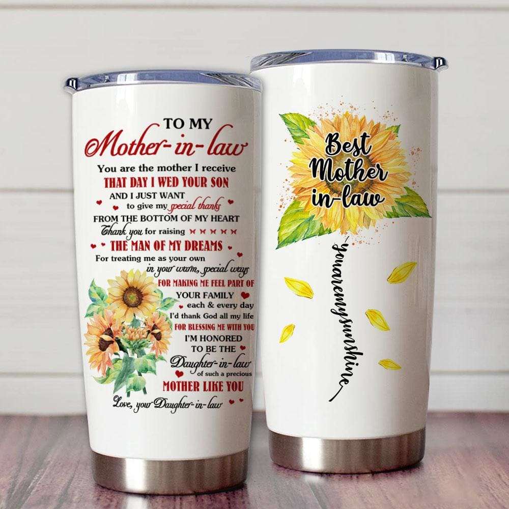 Gift For Best Mother-In-Law Thanks For Treating Me As Your Own Sunflower Art Tumbler