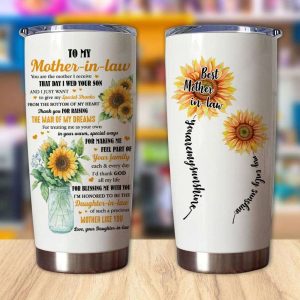 Gift For Mom Mother In Law Thanks For Raising The Man Of My Dreams Id Thank God Tumbler 2
