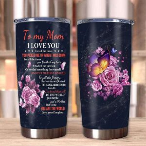 Gift For Mom Pink Rose Art I Love You For All The Times You Picked Me Up When I Was Down Tumbler 1