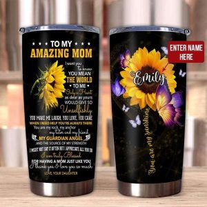 Gift For Mom Sunflower Art I Am Truly Blessed For Having A Mom Just Like You Tumbler 1