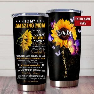 Gift For Mom Sunflower Art I Am Truly Blessed For Having A Mom Just Like You Tumbler 2