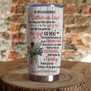 Gift For Mother In Law Heart That Make Us Family Crackle Paint Tumbler 2