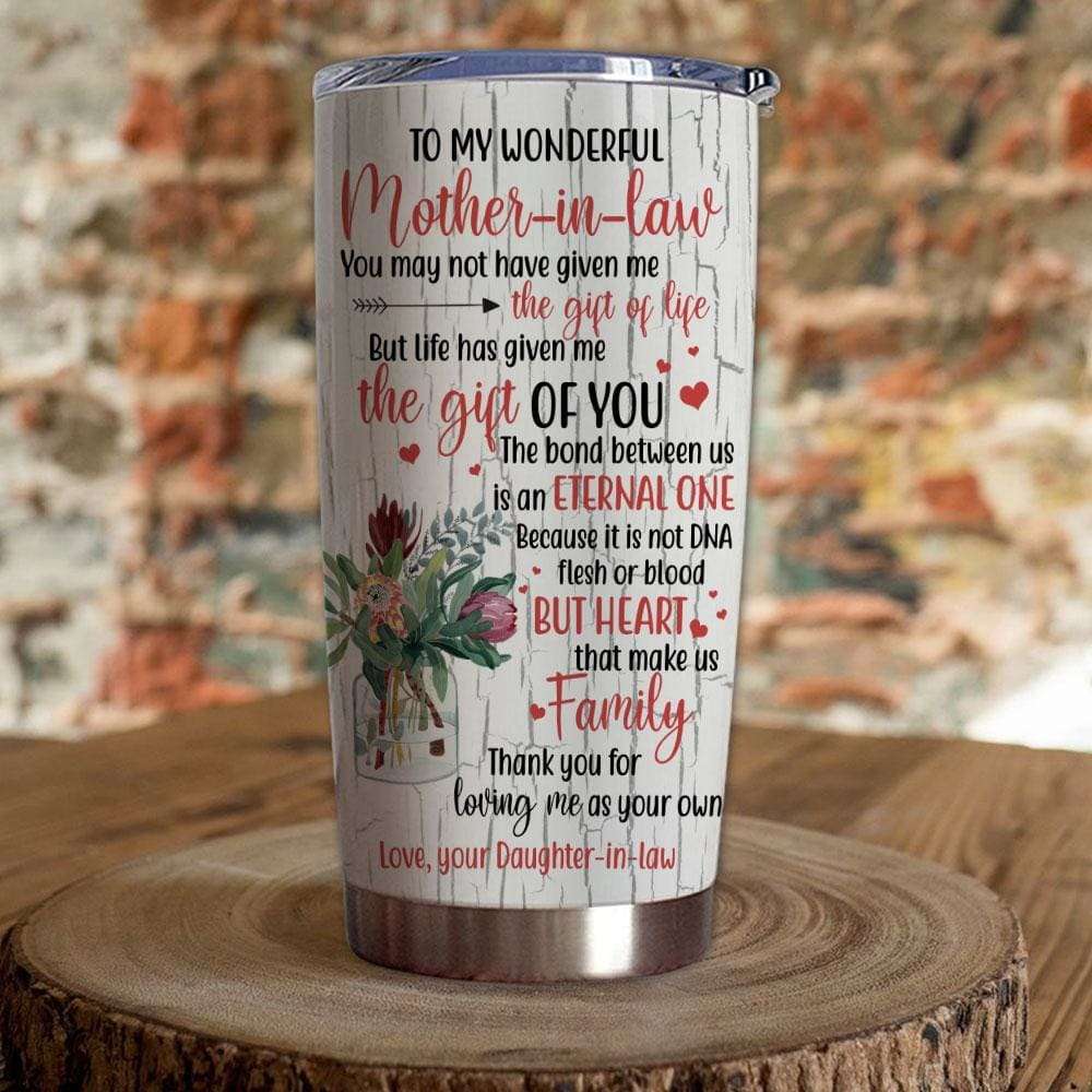 Gift For Wonderful Mother-In-Law Heart That Make Us Family Crackle Paint Tumbler