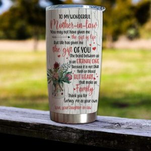 Gift For Mother In Law Heart That Make Us Family Crackle Paint Tumbler 3