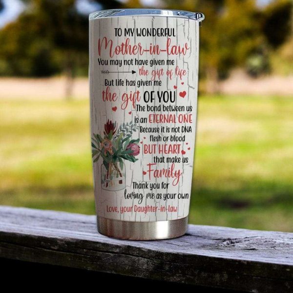 Gift For Wonderful Mother-In-Law Heart That Make Us Family Crackle Paint Tumbler
