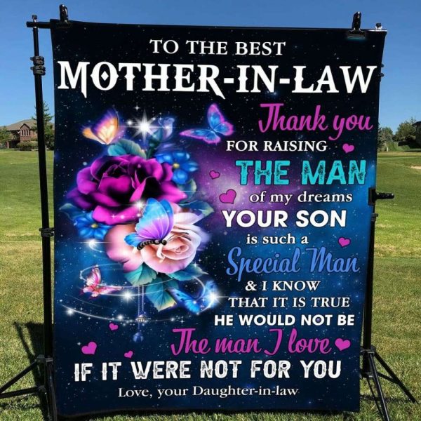 Gift For Mother-In-Law Rose Butterfly Art Thanks For Raising The Man Of My Dreams Blanket