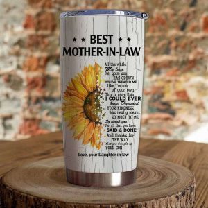 Gift For Mother In Law Thanks For All That You Have Said Done Half Sunflower Art Tumbler 2