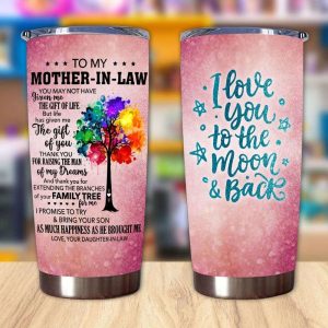 Gift For Mother In Law Thanks For Raising The Man Of My Dreams Color Tree Art Tumbler 2