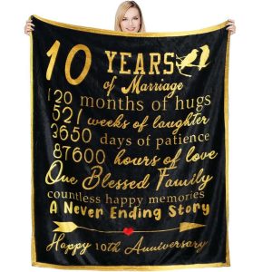 Gifts for 10th Anniversary Blanket 10 Year Wedding Anniversary Couple Gifts for Dad Mom 1