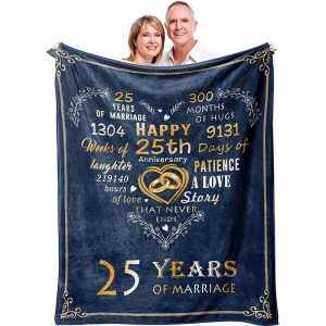 Gifts for 25th Anniversary Blanket 25th Silver Wedding Anniversary Couple Gifts for Dad Mom 1