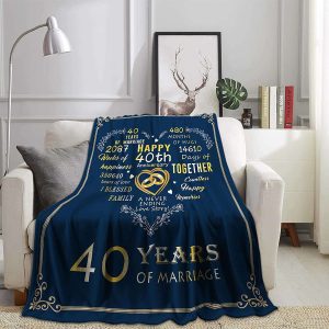 Gifts for 40th Anniversary Blanket 40th Ruby Wedding Anniversary Couple Gifts for Dad Mom 2