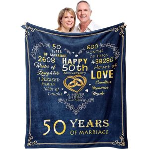 Gifts for 50th Anniversary Blanket 50th Golden Wedding Anniversary Couple Gifts for Dad Mom 1