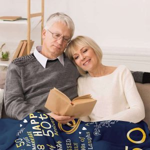 Gifts for 50th Anniversary Blanket 50th Golden Wedding Anniversary Couple Gifts for Dad Mom 4