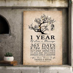 Happy 1st Anniversary Personalized Gift Love And Laughter Couple Canvas