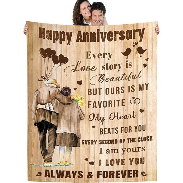 Happy Anniversary Blanket Gift, Love Story Is Beautiful Couple Blanket
