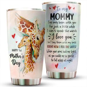 Happy First Mother Day Giraffe Mom Tumbler