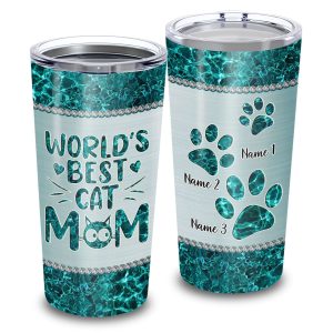 Happy Mother’s Day World’s Best Cat Mom Ever Custom Name Tumbler
