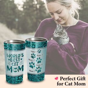 Happy Mothers Day Worlds Best Cat Mom Ever Custom Name 20Oz Tumbler 5759 3