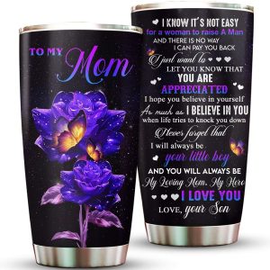 I Love You Mom Roses Butterfly Tumbler