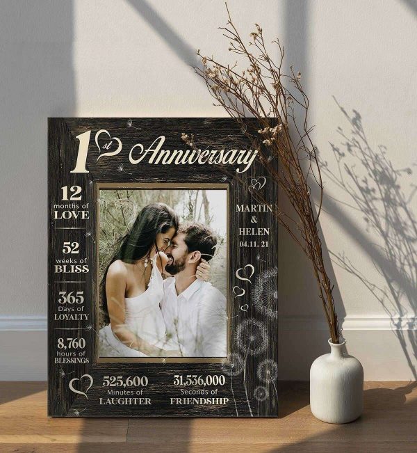 1 Year Anniversary Gift Love And Bliss Romantic Couple Canvas