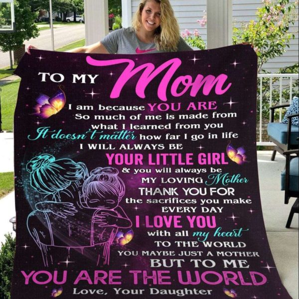 Personalized Blanket Daughter To Mom I Am Because You Are To My Son