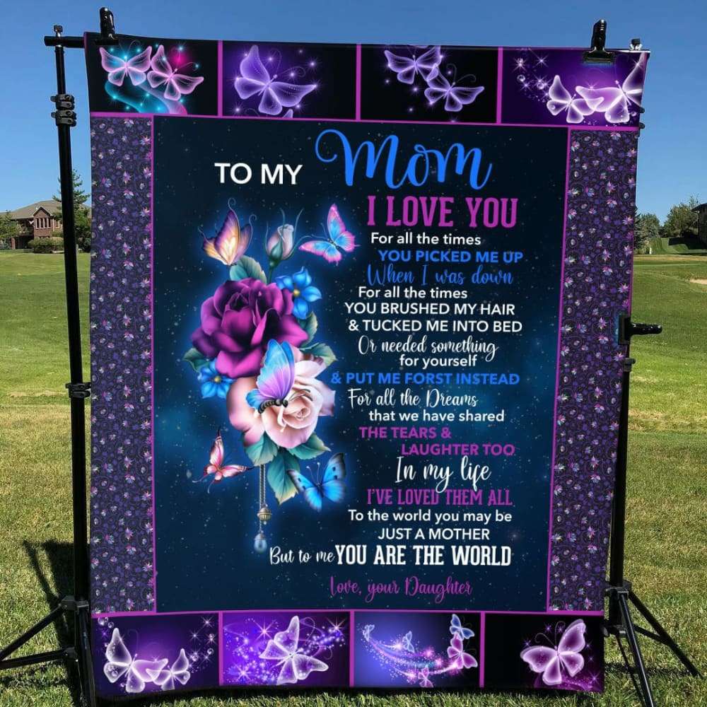 Personalized Blanket To Mom Butterfly Rose I Love You Blanket