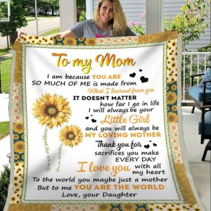 Personalized Blanket Daughter To Mom Sunflower Art Thanks For 1 1